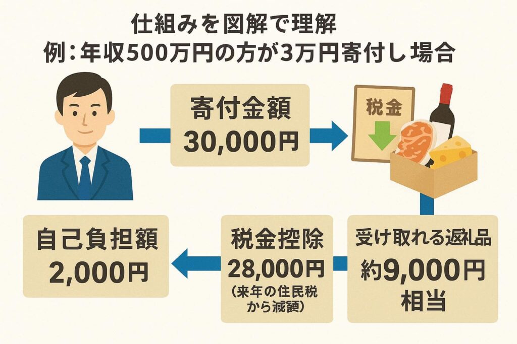 ふるさと納税の仕組みの図解