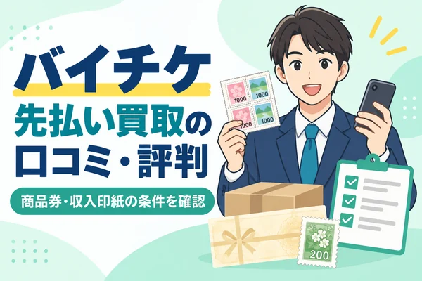 バイチケ先払い買取の口コミ・評判は?商品券・収入印紙の買取条件を調査【2026年9月】