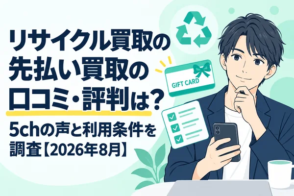 リサイクル買取の先払い買取の口コミ・評判は？5chの声と利用条件を調査【2026年8月】